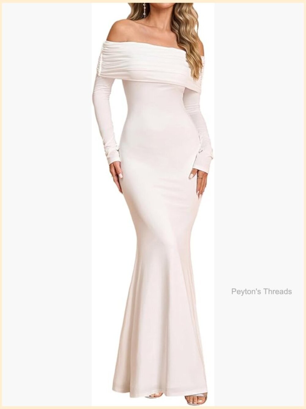 Off The Shoulder Long Sleeve Maxi Dress Ruched Bodycon Formal Wedding Guest